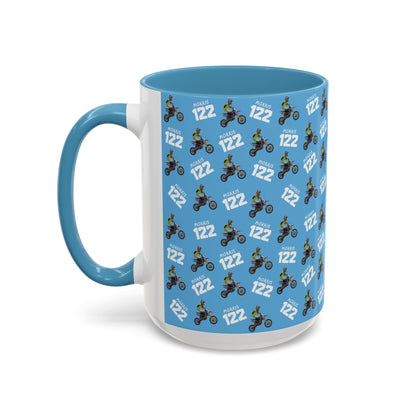 Motocross Rider Pattern Accent Coffee Mug — Custom "122" Dirt Bike Design (11/15 oz)