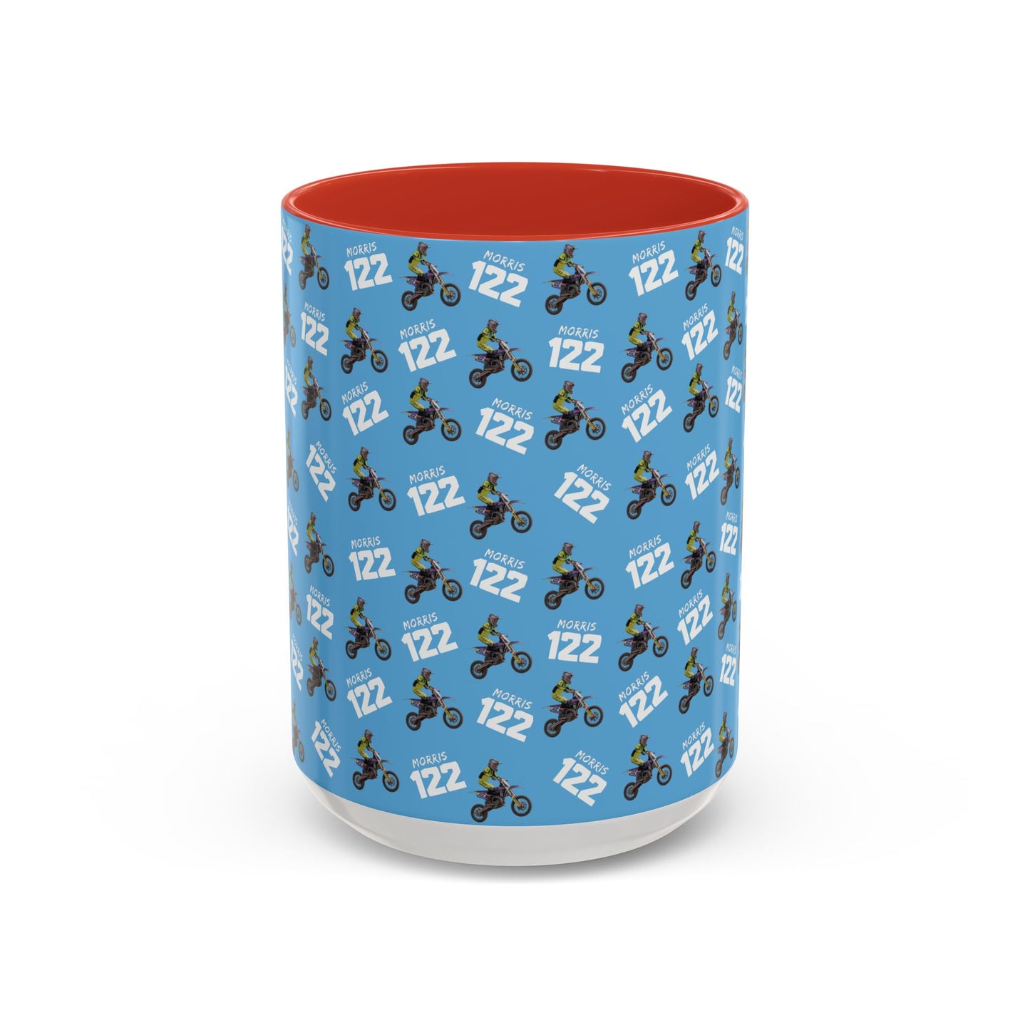 Motocross Rider Pattern Accent Coffee Mug — Custom "122" Dirt Bike Design (11/15 oz)