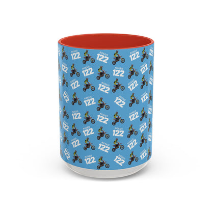 Motocross Rider Pattern Accent Coffee Mug — Custom "122" Dirt Bike Design (11/15 oz)