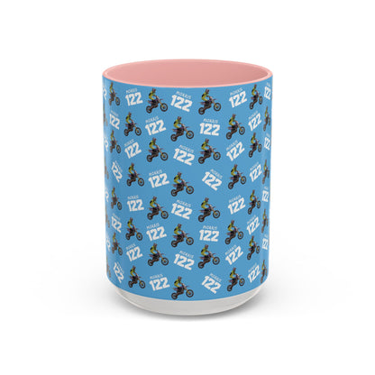 Motocross Rider Pattern Accent Coffee Mug — Custom "122" Dirt Bike Design (11/15 oz)