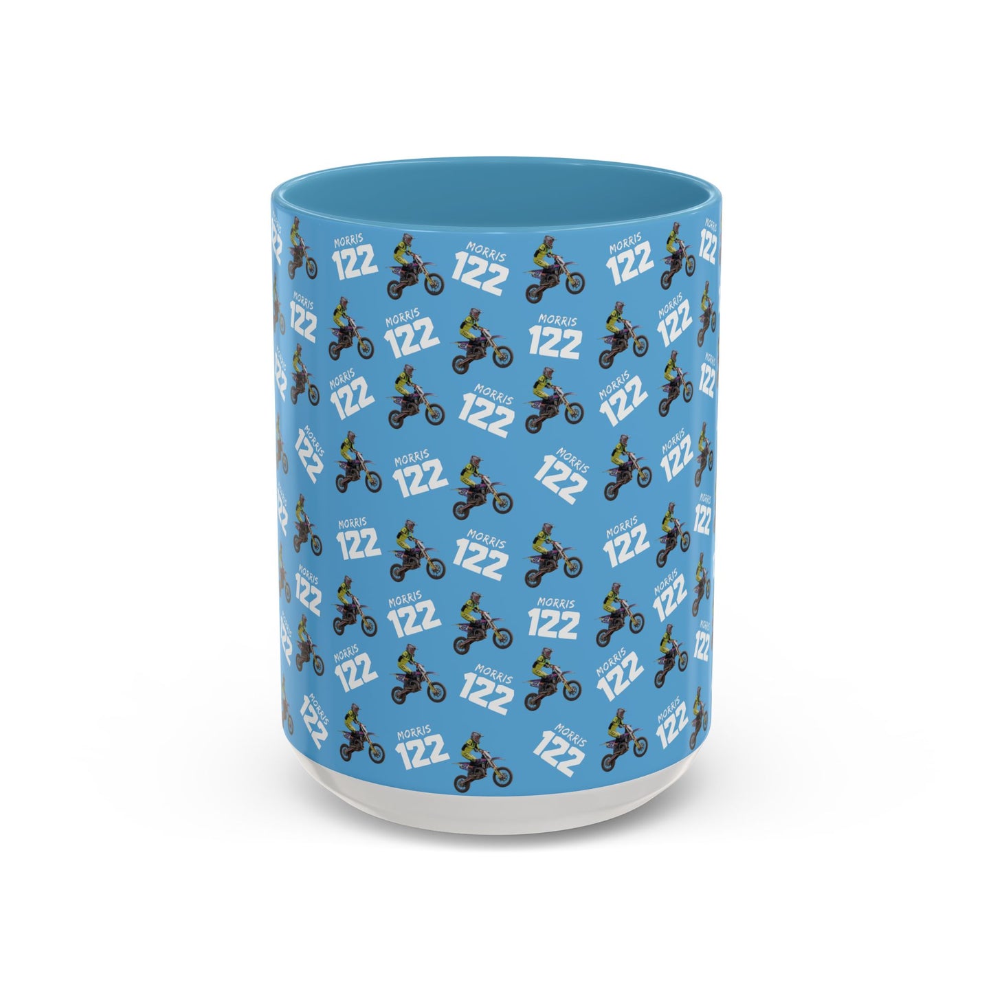 Motocross Rider Pattern Accent Coffee Mug — Custom "122" Dirt Bike Design (11/15 oz)