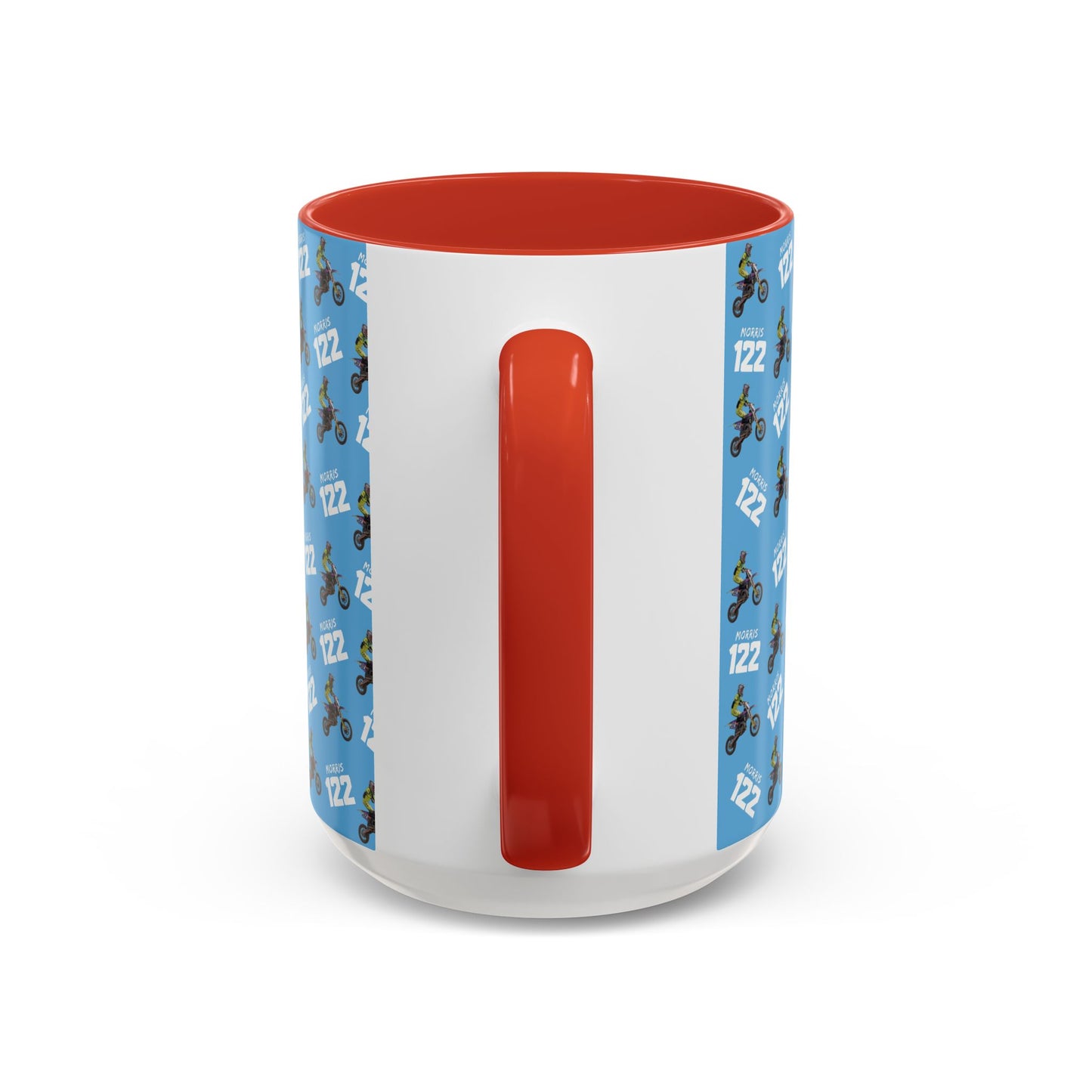 Motocross Rider Pattern Accent Coffee Mug — Custom "122" Dirt Bike Design (11/15 oz)
