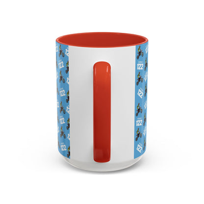 Motocross Rider Pattern Accent Coffee Mug — Custom "122" Dirt Bike Design (11/15 oz)
