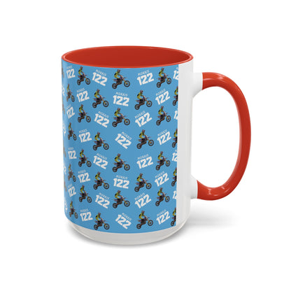 Motocross Rider Pattern Accent Coffee Mug — Custom "122" Dirt Bike Design (11/15 oz)