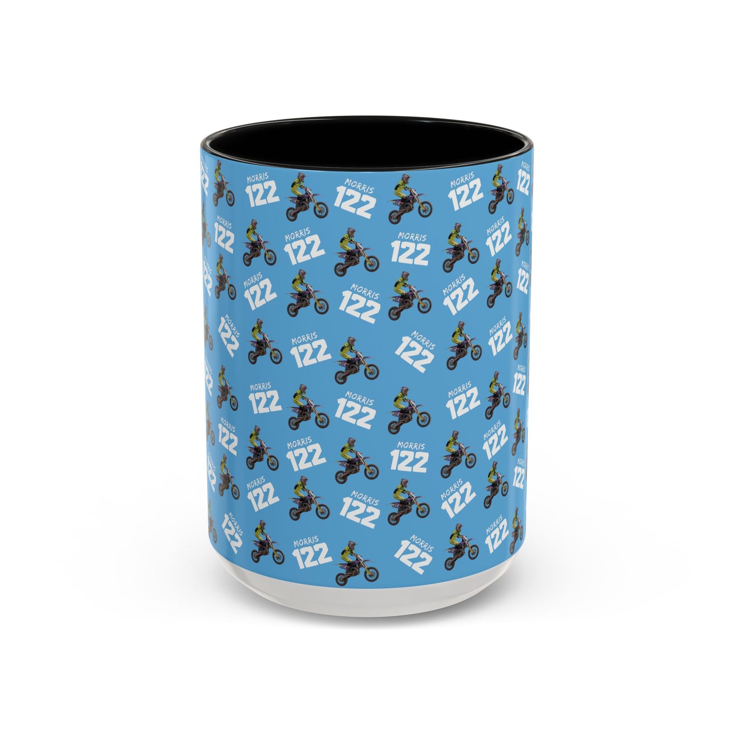 Motocross Rider Pattern Accent Coffee Mug — Custom "122" Dirt Bike Design (11/15 oz)