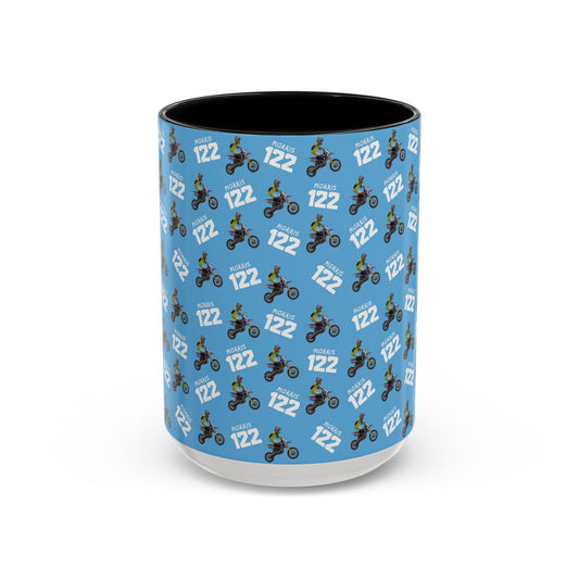Motocross Rider Pattern Accent Coffee Mug — Custom "122" Dirt Bike Design (11/15 oz)