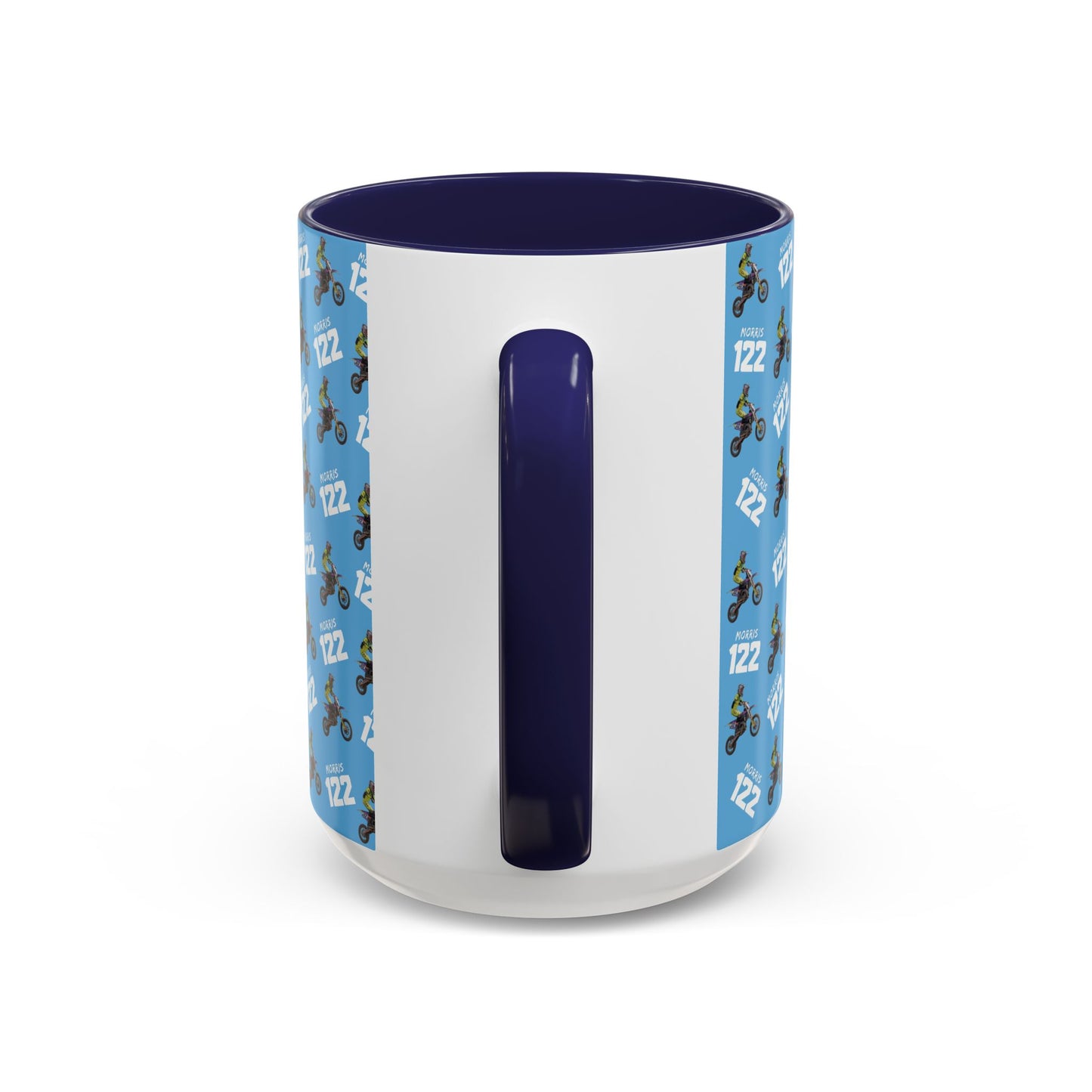 Motocross Rider Pattern Accent Coffee Mug — Custom "122" Dirt Bike Design (11/15 oz)