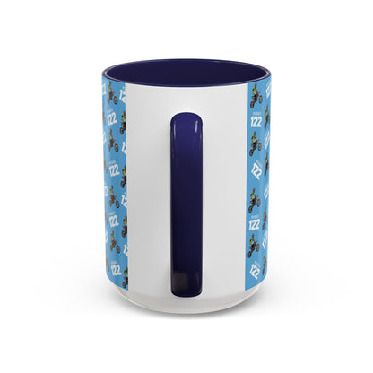 Motocross Rider Pattern Accent Coffee Mug — Custom "122" Dirt Bike Design (11/15 oz)