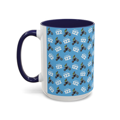Motocross Rider Pattern Accent Coffee Mug — Custom "122" Dirt Bike Design (11/15 oz)