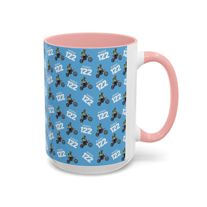 Motocross Rider Pattern Accent Coffee Mug — Custom "122" Dirt Bike Design (11/15 oz)