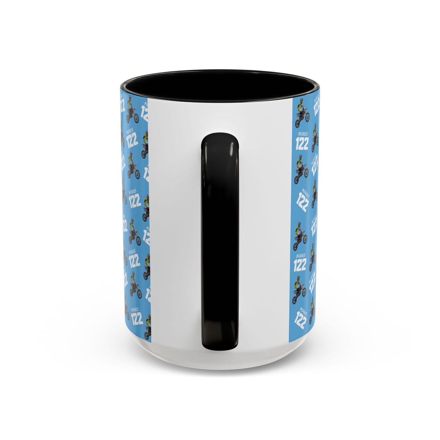 Motocross Rider Pattern Accent Coffee Mug — Custom "122" Dirt Bike Design (11/15 oz)
