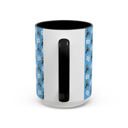 Motocross Rider Pattern Accent Coffee Mug — Custom "122" Dirt Bike Design (11/15 oz)