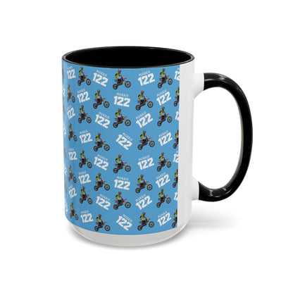 Motocross Rider Pattern Accent Coffee Mug — Custom "122" Dirt Bike Design (11/15 oz)